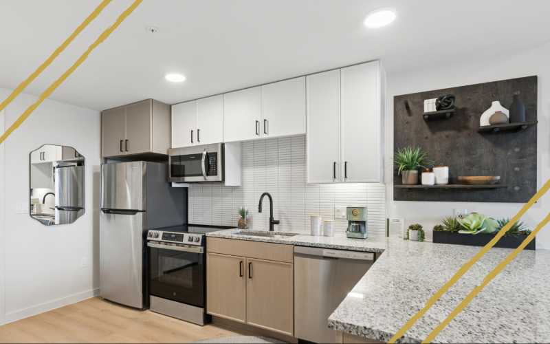 Aspire Reserve Luxury Student Living in College Station: Kitchen Apartment features