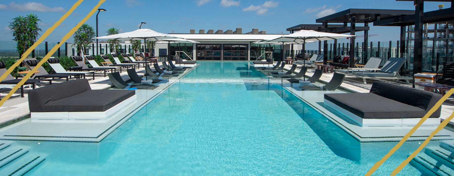 a swimming pool in a courtyard