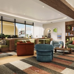 lounge with colorful decor